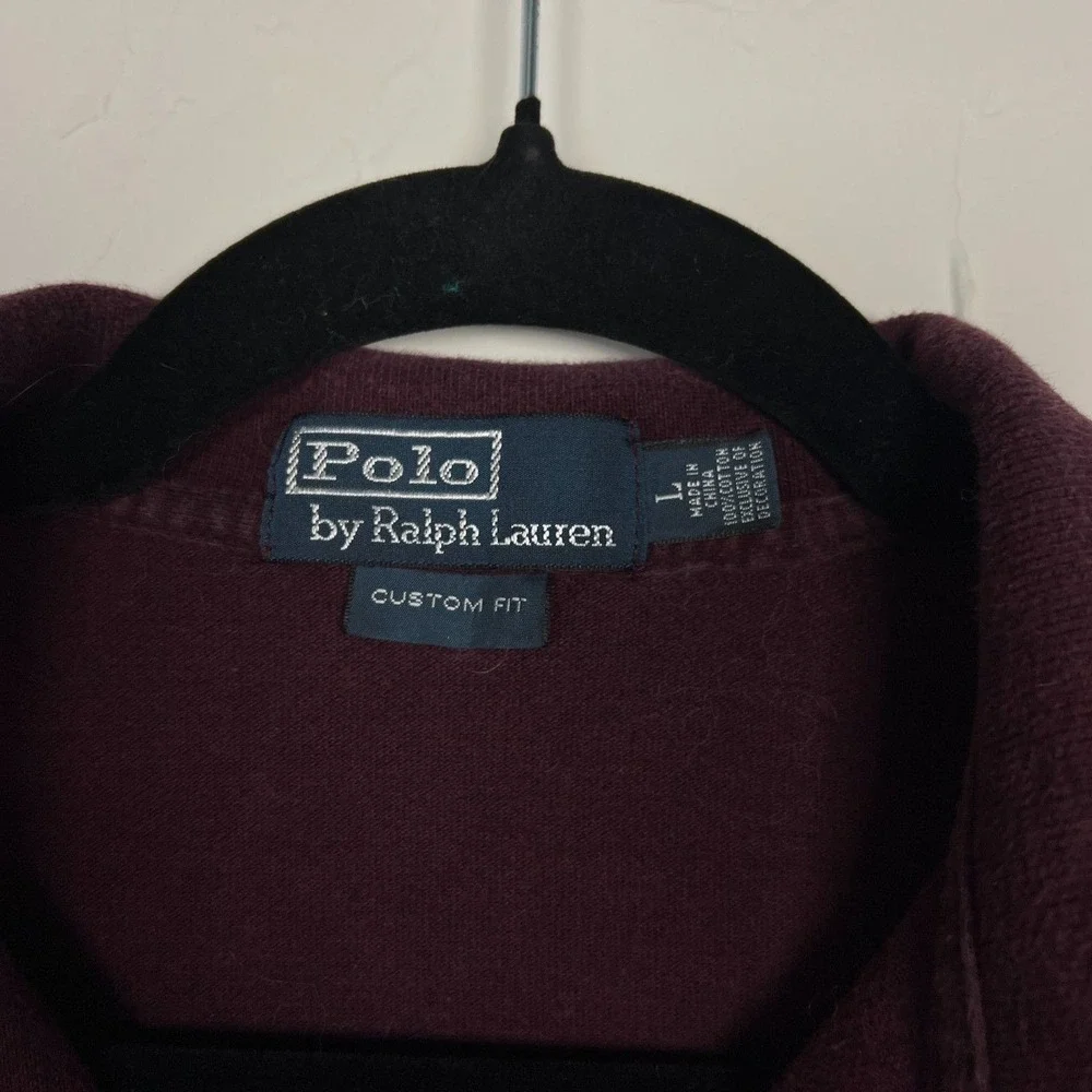 Polo Ralph Lauren Burgundy Custom Fit Cotton Polo Shirt Size L Preppy Classic